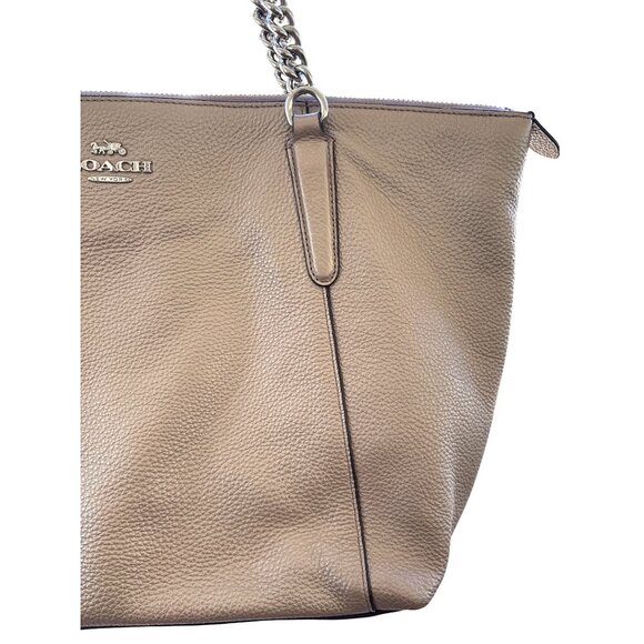 Coach Ava Chain Tote Handbag Purse‎ Metallic Rose Gold Pebbled Leather - Picture 3 of 15